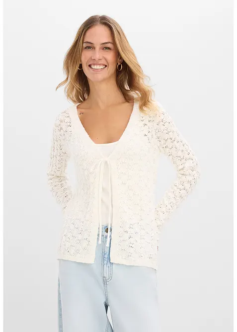 Gilet en maille ajour&eacute;e 100% coton, bonprix