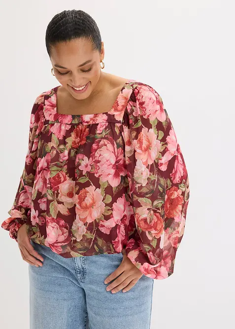 Blouse &agrave; base effet boule, bonprix