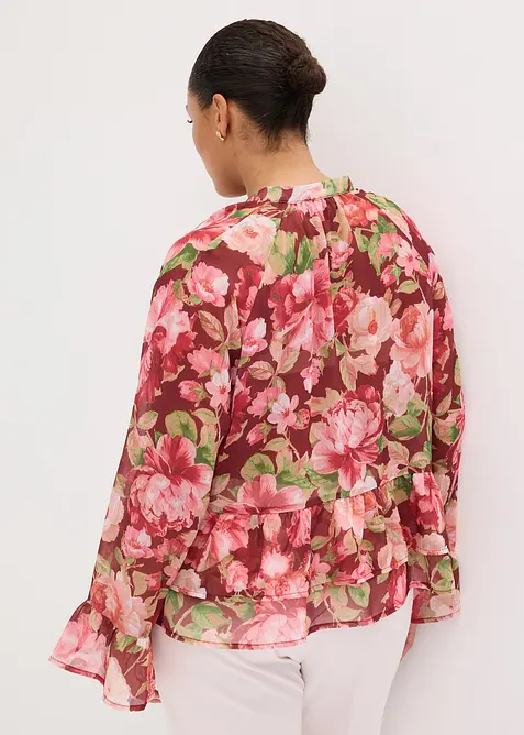 Blouse en mousseline &agrave; volants, bonprix