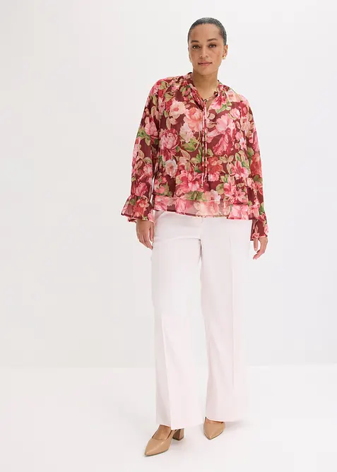 Blouse en mousseline &agrave; volants, bonprix