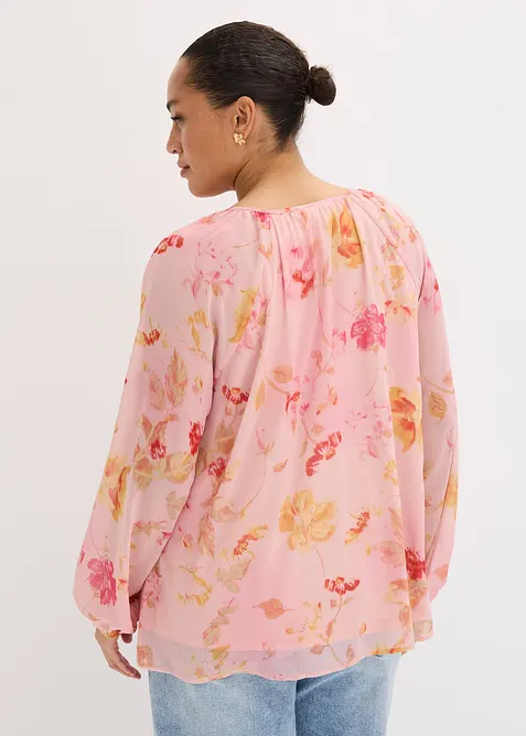 Blouse en mousseline avec liens &agrave; nouer, bonprix