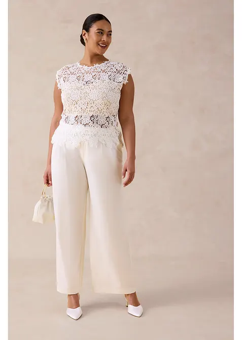 Pantalon large &agrave; pinces, bonprix