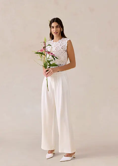 Pantalon large &agrave; pinces, bonprix