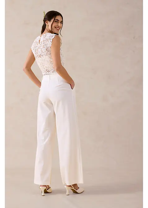 Pantalon large &agrave; pinces, bonprix