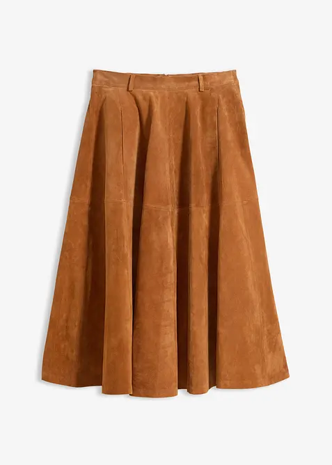 Midirock aus weichem Verloursleder, bonprix