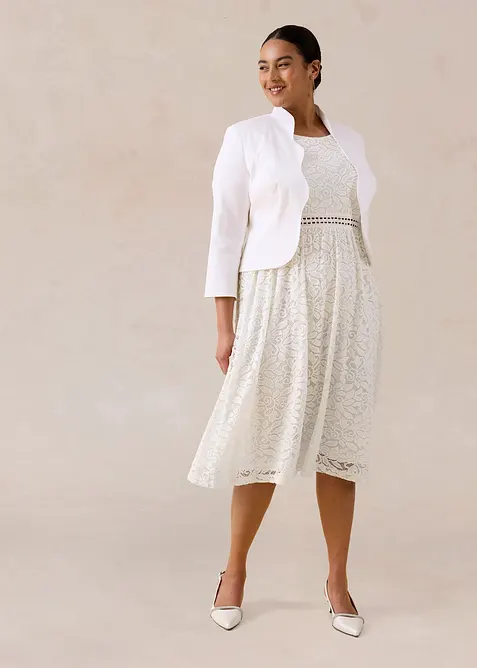 Spitzenkleid mit H&auml;kel-Einsatz in der Taille, bonprix