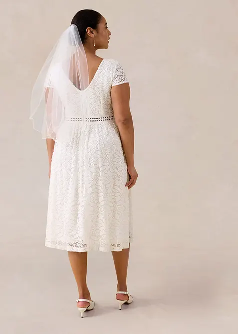 Spitzenkleid mit H&auml;kel-Einsatz in der Taille, bonprix