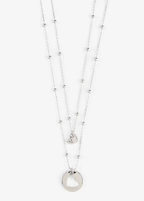 Colliers (ens. 2 pces) avec pendentifs c&oelig;urs, bonprix