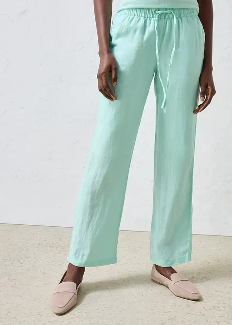 Pantalon taille &eacute;lastiqu&eacute;e 100% lin, bonprix