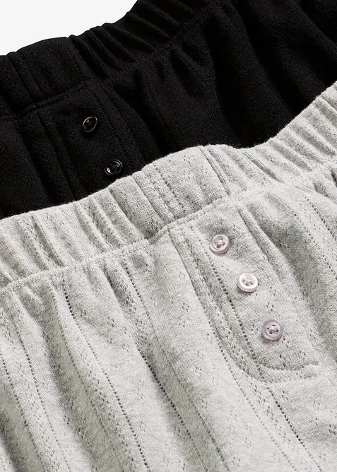 Lot de 2 shorts de pyjama en jersey pointelle, bonprix