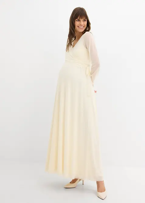 Robe de mari&eacute;e couleur jaune p&acirc;le avec fonction allaitement et veste cache-c&oelig;ur pour la grossesse et apr&egrave;s (ens. 2&nbsp;pces), bonprix