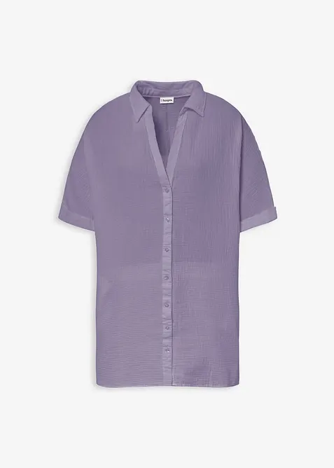 Chemisier long, oversize et doux en gaze de coton, bonprix