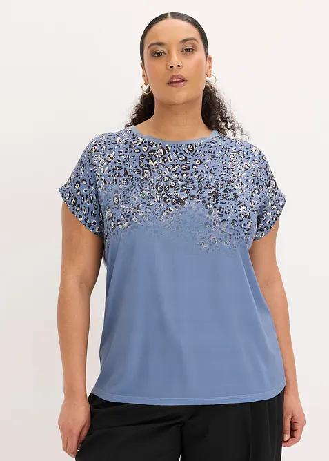 T-shirt &agrave; empi&egrave;cement tiss&eacute; et strass, bonprix