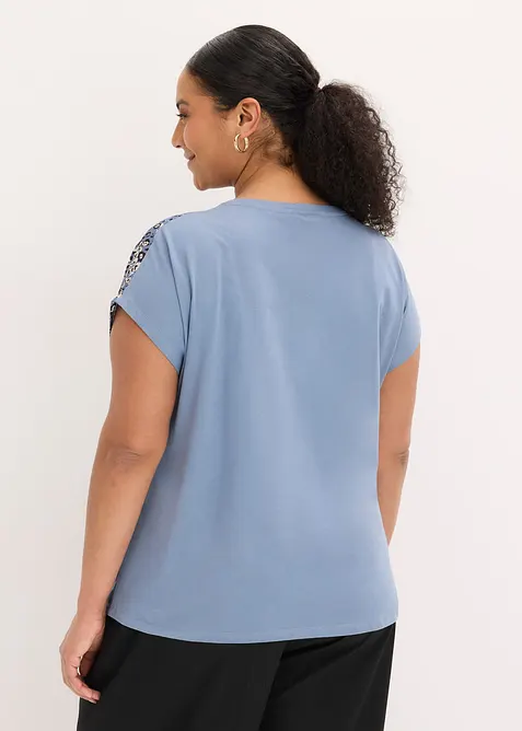 T-shirt &agrave; empi&egrave;cement tiss&eacute; et strass, bonprix