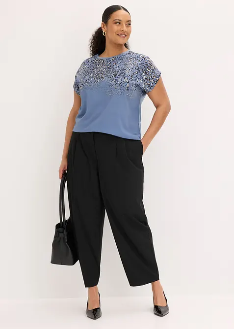 T-shirt &agrave; empi&egrave;cement tiss&eacute; et strass, bonprix