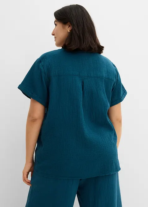 Tunique &agrave; manches courtes en gaze de coton, bonprix