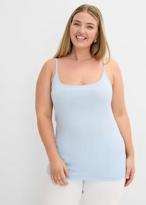 Lot de 2 tops &agrave; bretelles spaghetti 100% coton, bonprix