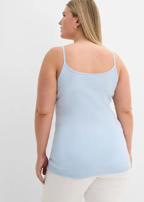 Lot de 2 tops &agrave; bretelles spaghetti 100% coton, bonprix