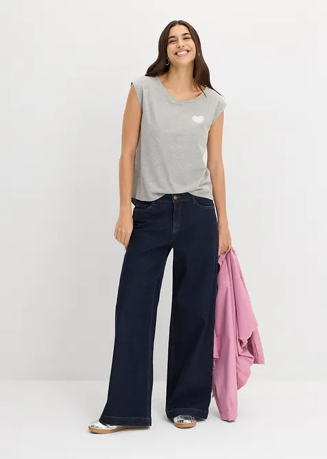 T-shirt fluide, plus long derri&egrave;re, bonprix