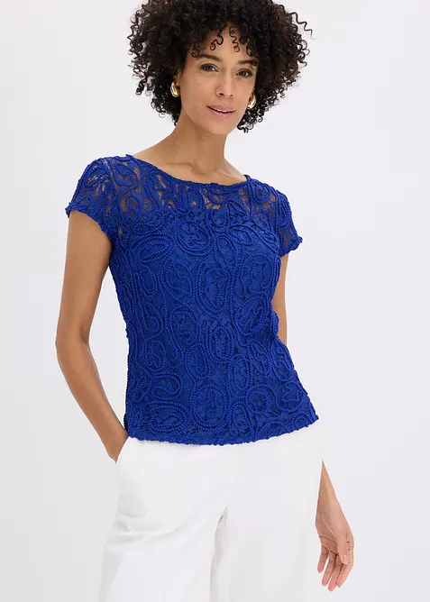 Blouse manches courtes en dentelle, bonprix