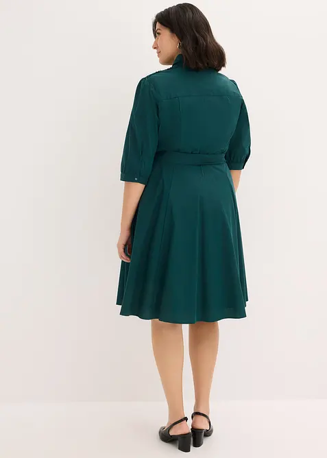 Hemdblusenkleid mit Spitze und Bindeband, bonprix