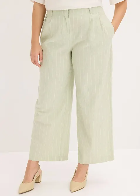 Pantalon &agrave; pinces en lin majoritaire, bonprix