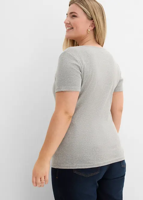 T-shirt col tunisien, 100% coton, bonprix