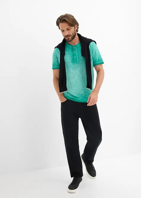 Henleyshirt, Kurzarm aus reiner Bio-Baumwolle in gewaschener Optik, bonprix