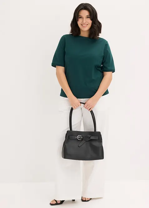 T-shirt &agrave; liser&eacute;s en dentelle, bonprix