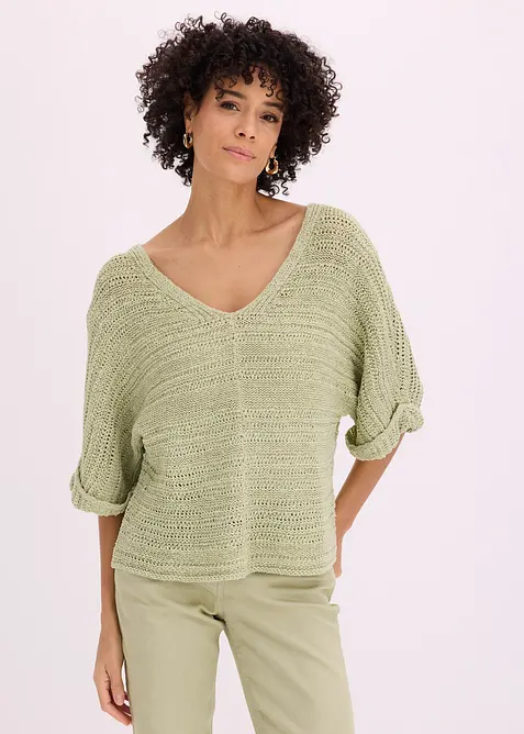 Grobstrick-Pullover aus B&auml;ndchengarn, bonprix