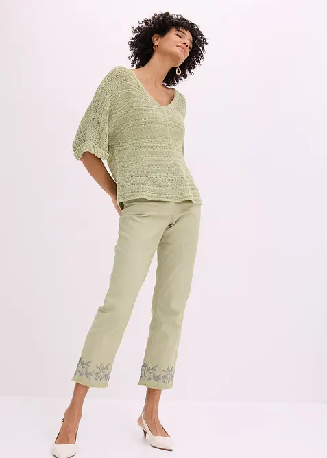 Grobstrick-Pullover aus B&auml;ndchengarn, bonprix