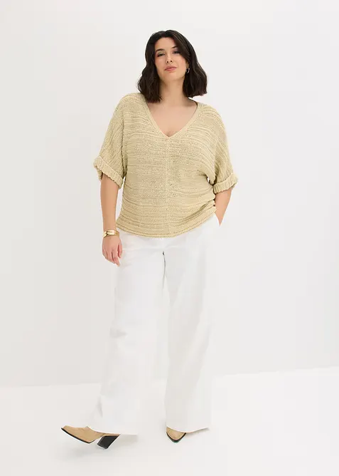 Grobstrick-Pullover aus B&auml;ndchengarn, bonprix
