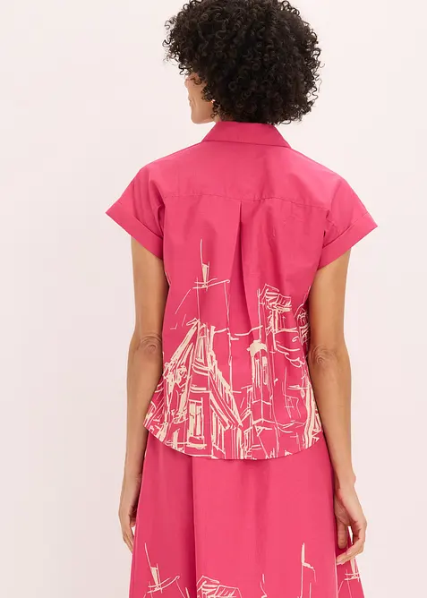 Oversized Popeline Kurzarmbluse aus Baumwolle, bonprix