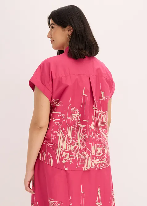 Oversized Popeline Kurzarmbluse aus Baumwolle, bonprix