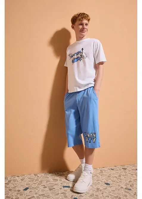 T-shirt loose et bermuda long en jersey 100% coton (ens. 2 pces), bonprix