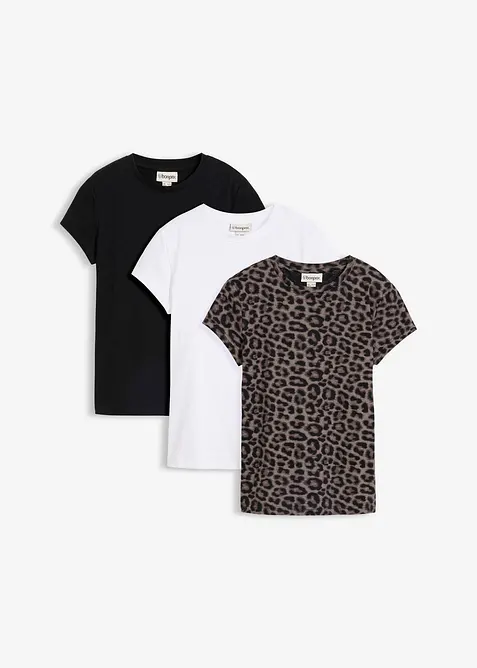 Shirt (3er Pack) aus Baumwoll-Elasthan-Mix, bonprix