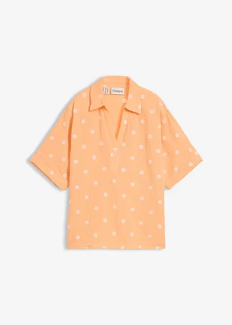 Blouse manches courtes en gaze de coton a&eacute;rien, bonprix