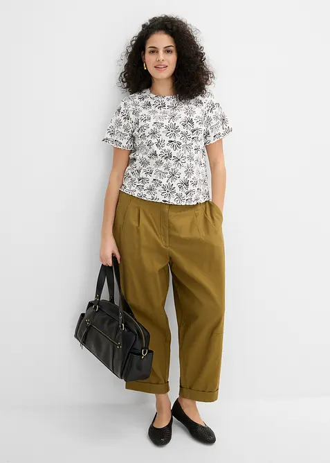 T-shirt court en coton m&eacute;lang&eacute;, bonprix