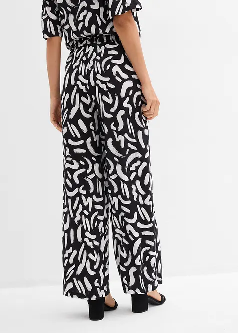 Pantalon imprim&eacute; en viscose fluide, taille &eacute;lastiqu&eacute;e, bonprix