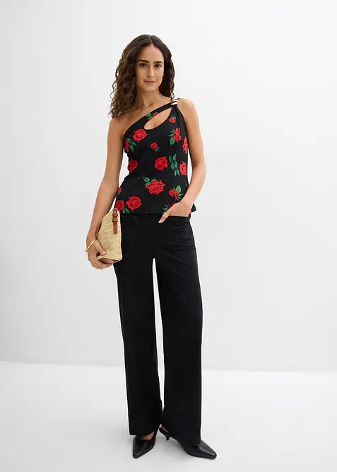 Top asym&eacute;trique avec bijou, bonprix