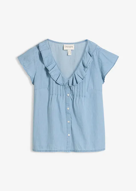 Jeans-Blusentop aus Bio-Baumwolle, bonprix