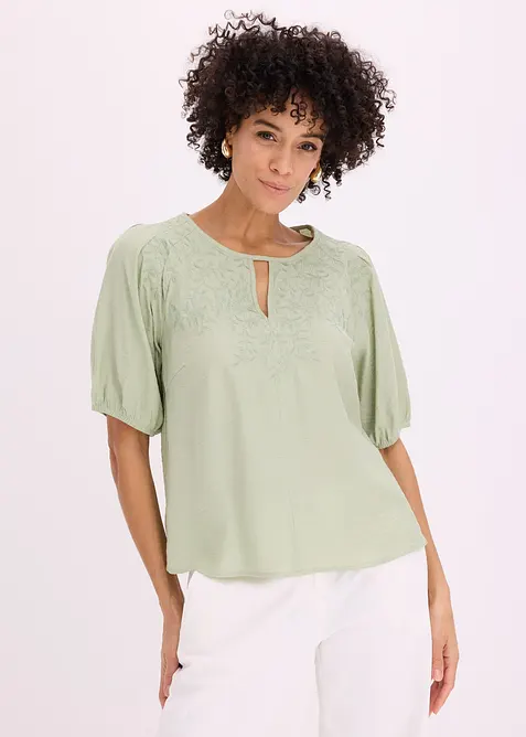 Tunikabluse mit Stickerei, leicht transparent, bonprix