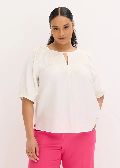 Blouse longue brod&eacute;e, l&eacute;g&egrave;rement transparente, bonprix