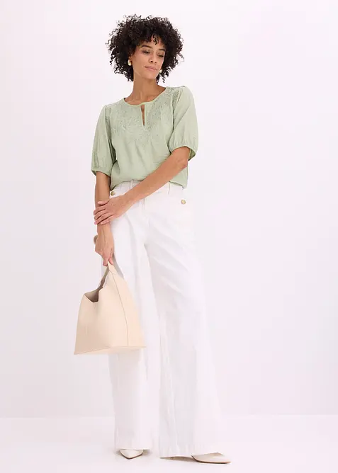 Tunikabluse mit Stickerei, leicht transparent, bonprix