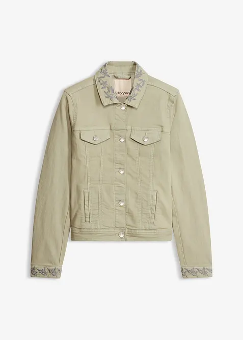 Veste en twill brod&eacute;e, bonprix