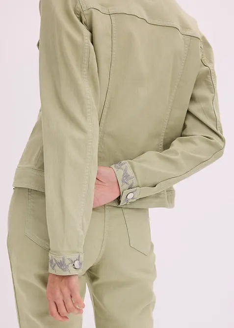 Veste en twill brod&eacute;e, bonprix