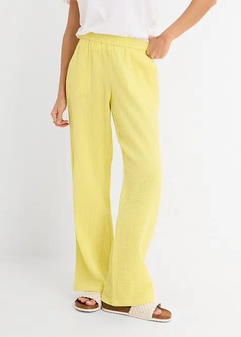 Pantalon en gaze de coton &agrave; taille &eacute;lastiqu&eacute;e, bonprix