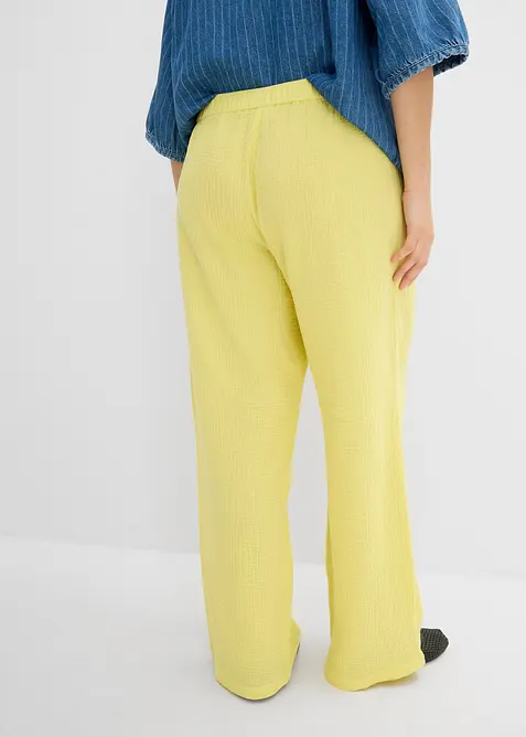 Pantalon en gaze de coton &agrave; taille &eacute;lastiqu&eacute;e, bonprix