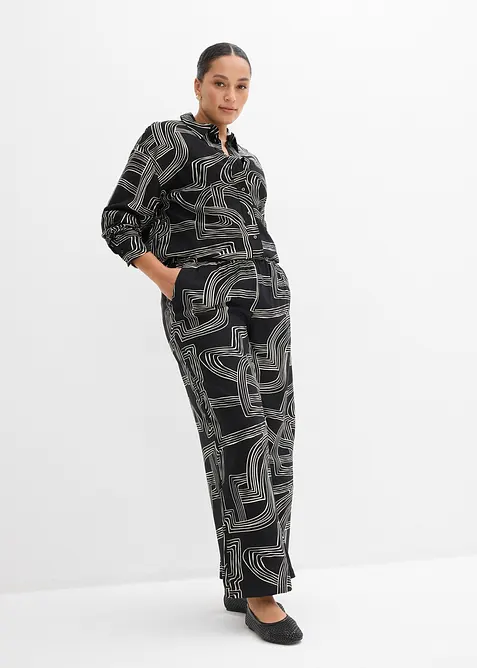 Pantalon large &agrave; pinces, bonprix