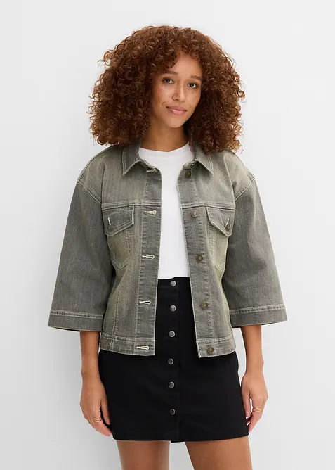 Veste en jean, manches 3/4, bonprix